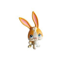 Littlest Pet Shop #75 Bunny Rabbit Orange White Blue Eyes Hasbro Figurine Toy